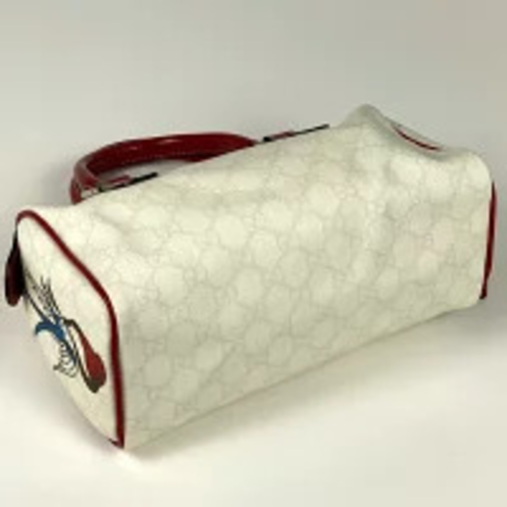 Gucci Tattoo UNICEF White Canvas Collection Handbag Red Heart GG Boston